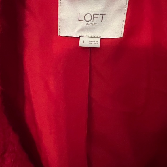 Ann Taylor Loft Boucle Funnel Neck Red Winter Coat Large - Picture 2 of 10